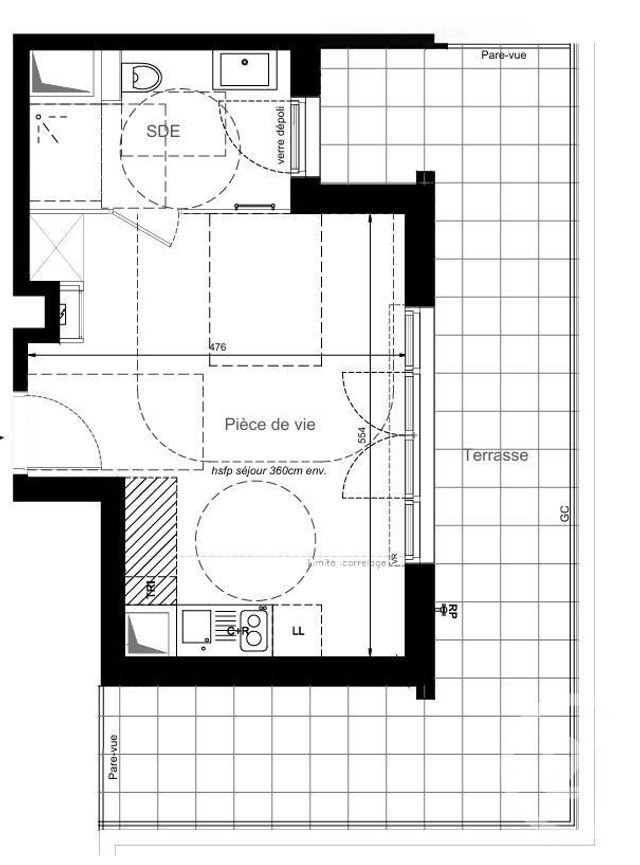 Appartement F1 à louer - 1 pièce - 28.27 m2 - MONTIGNY LE BRETONNEUX - 78 - ILE-DE-FRANCE - Century 21 S.L.P. Immobilier