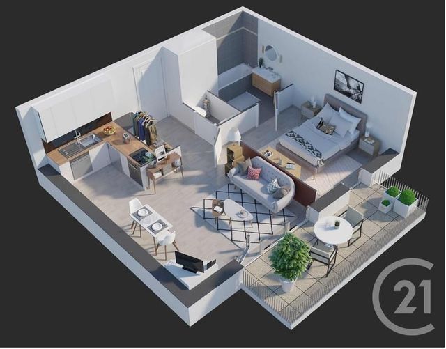 Appartement F2 à louer - 2 pièces - 43.53 m2 - MAUREPAS - 78 - ILE-DE-FRANCE - Century 21 S.L.P. Immobilier